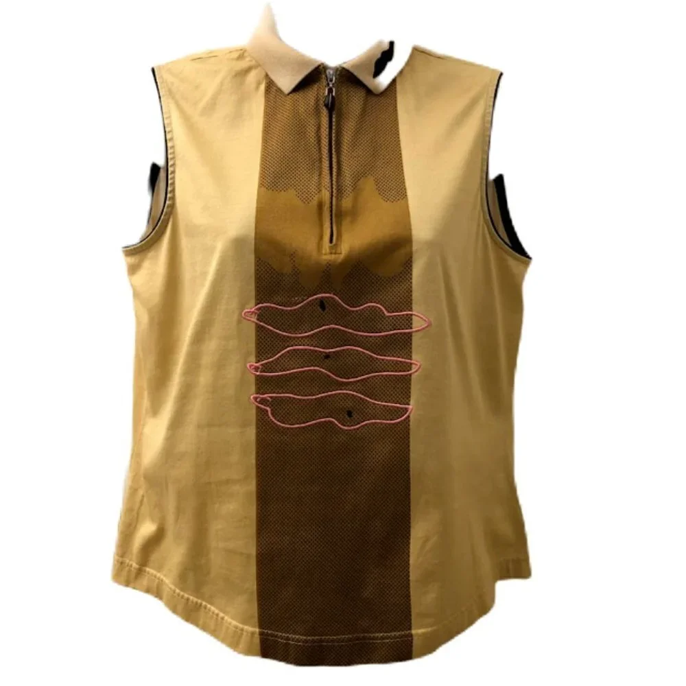 Jamie Sadock Women's Golf Sleeveless Shirt Size Medium Zip Collared Embroidered